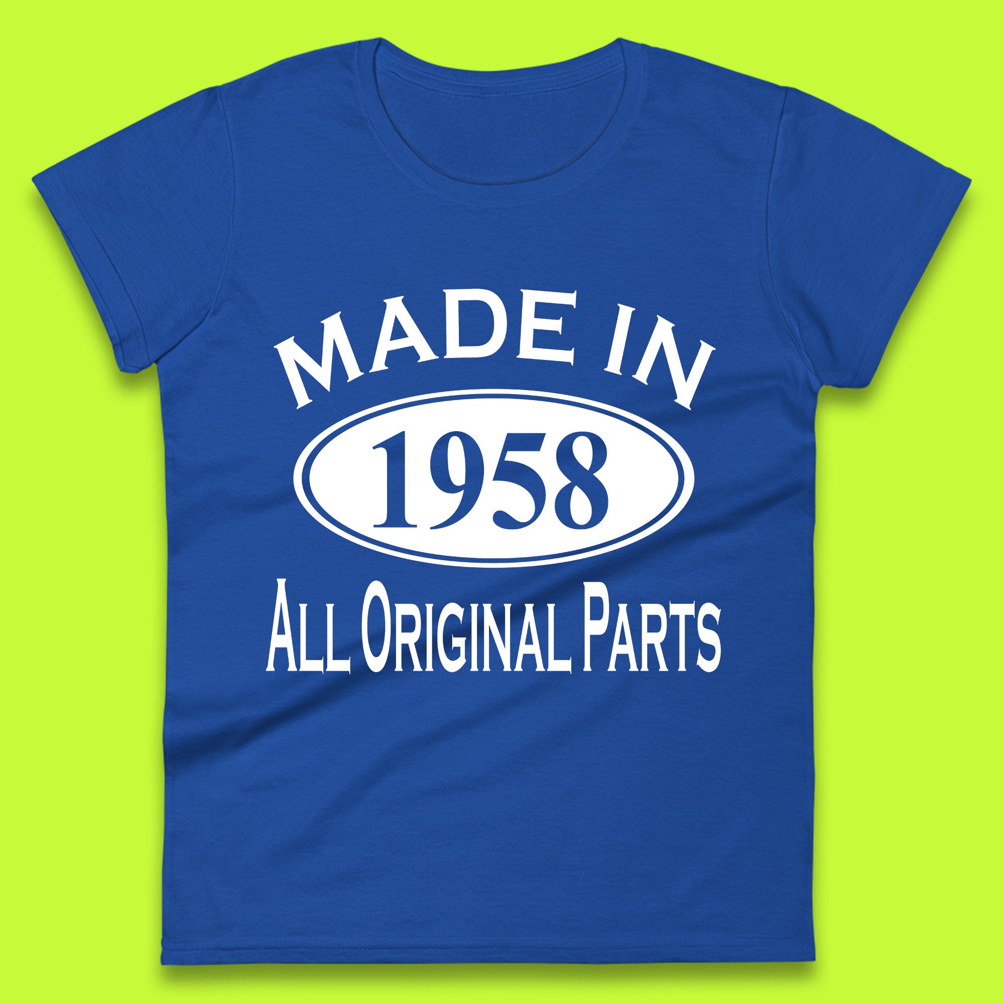 

Made In 1958 All Original Parts Vintage Retro 65th Birthday Funny 65 Years Old Birthday Gift Womens Tee T Shirt Mens Tops Unisex Top M
