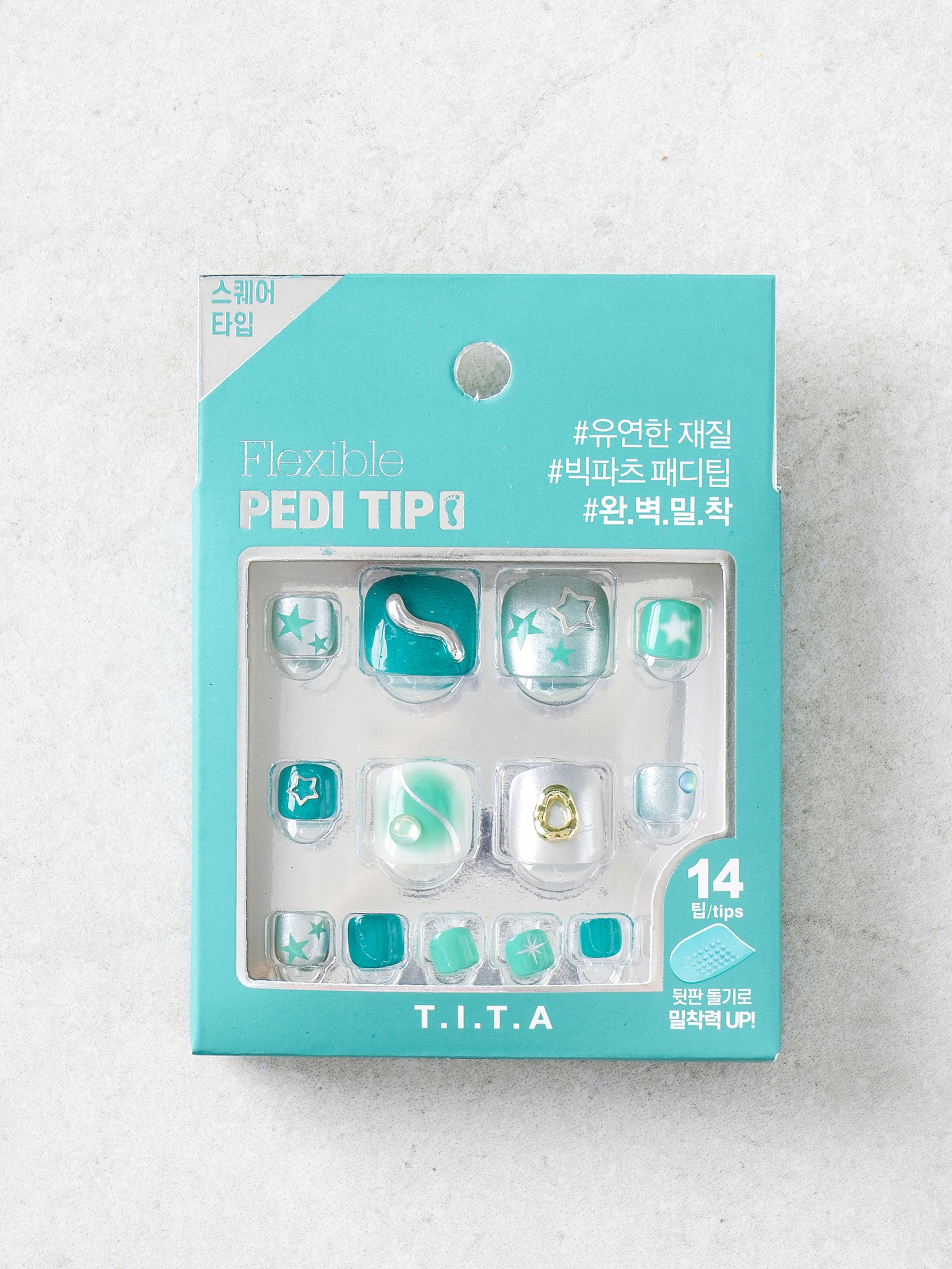 Tita Press-On Pedicure Tips - Green (14 Pcs) 1ea