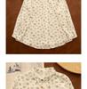 Spring Yuanbao Collar Floral Print Double Layer Gauze Cotton Shirt - Women's Loose Cotton Linen Style