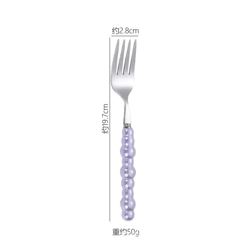 Light luxury Pearl Byen cutlery spoon High appearance level ceramic handle cutlery Steak cutlery Dessert cake fork 1PC