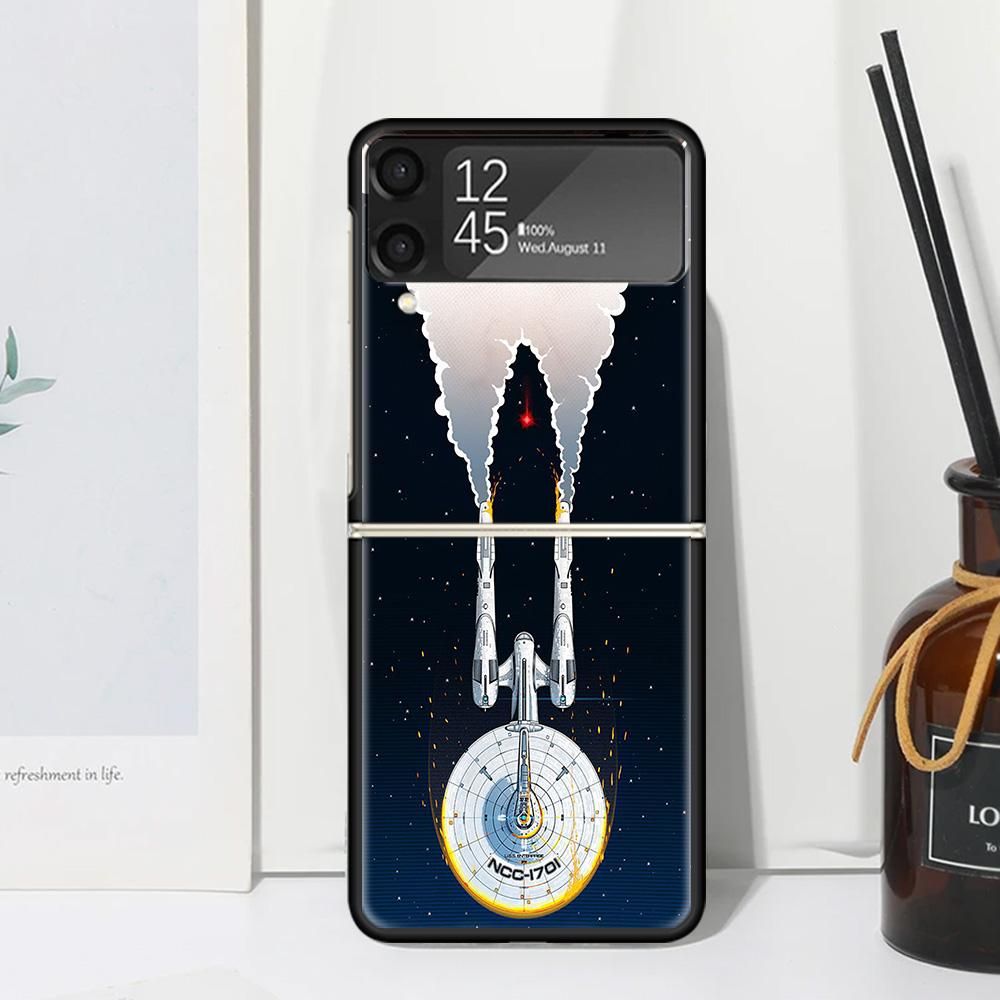 Star Movie T-Trek Pouzdro na telefon pro Samsung Galaxy Z Flip 7 6 5 4 3 5G Flip3 Flip4 Flip5 ZFlip6 ZFlip7 Černé Fundas Galaxy Z