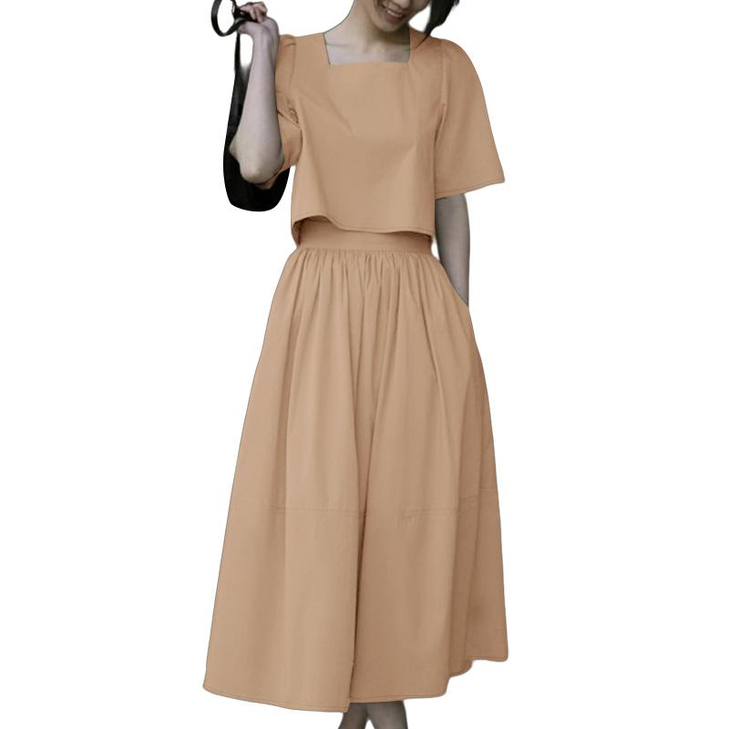 ZANZEA Women Short Sleeve Blouse and Wide Leg Pants Summer Two Piece Suit Sets