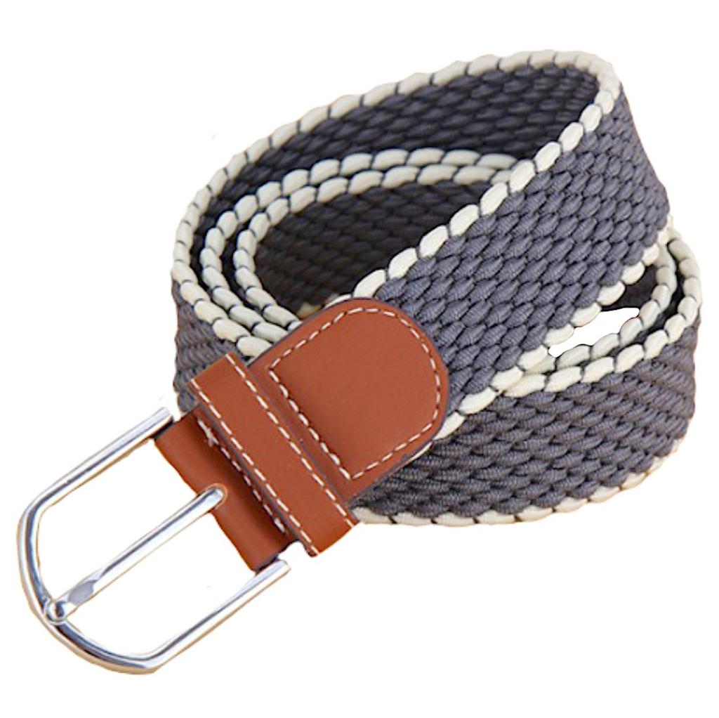 Braided Mesh Business Adjustable Size with White [FREESE] Men's Belt, & Casual, Stretch, (Gray Edges)