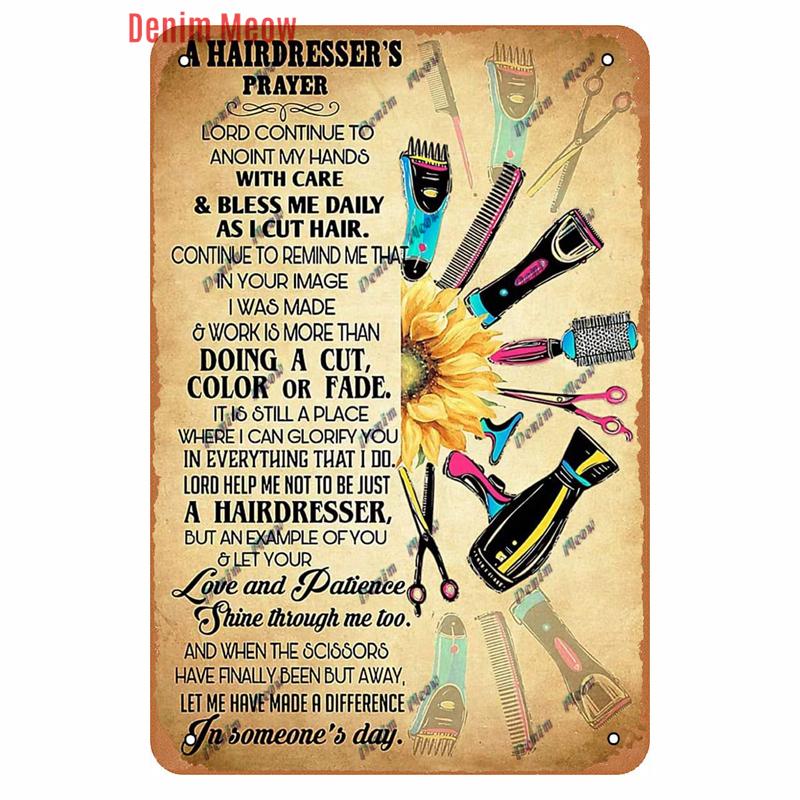 Vintage Hair Stylist Metal Tin Sign, Tattoo Artist Metal Poster, Retro Hairdressing Salon,  Room Wall Poster, Home Decor WY243