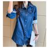 Fashion Long Sleeved Casual Denim Shirt Women's Korean Style Loose New Lapel Spring and Autumn Office Long Blouse Streetwear Thin Top Jacket Clothing
