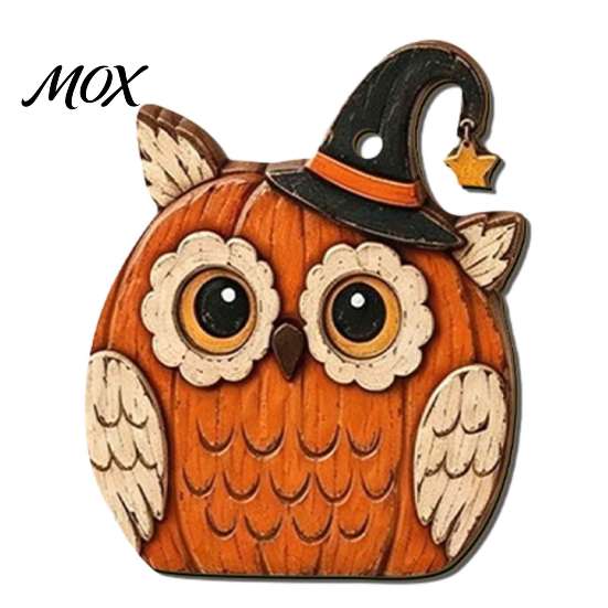 Cute Pumpkin Hanging Decorations Vintage Halloween Wooden Ornaments, Rustic Owl Ghost Farmhouse Seasonal Party Ornaments Tree Decoration with Rope for