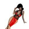 Exotic Sexy Lingerie Sexy Lace Perspective High Waist Split Rose Dance Girl Retro Cheongsam Uniform Set