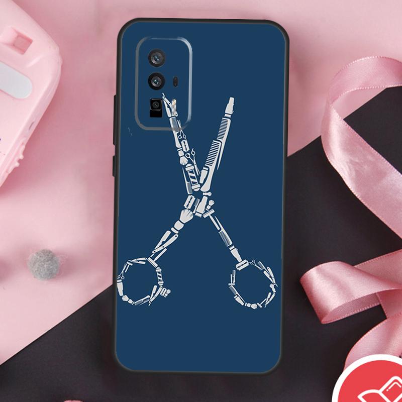 

Hairdresser Barber Scissors Case For POCO F6 X6 X3 X5 M6 Pro F3 F5 M5s Xiaomi 14 Ultra 13 12 Lite 11T 12T 13T Pro Cover POCO X6 Pro