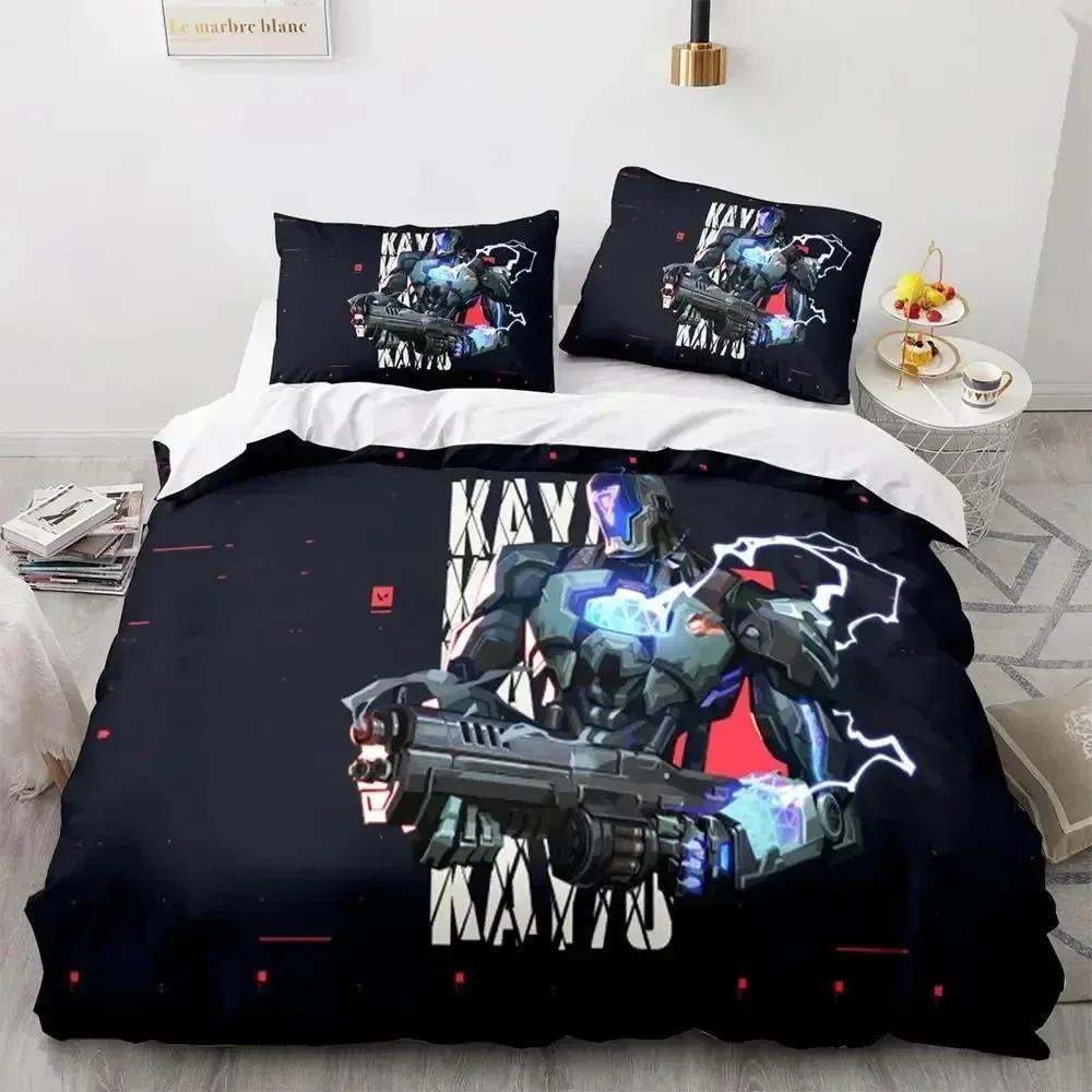 3D Print Game Neon Valorant Beddengoed Set Dekbedovertrek Bedset Dekbedovertrek Kussensloop Dekbed King Queen Size Jongens Volwassenen Beddengoed