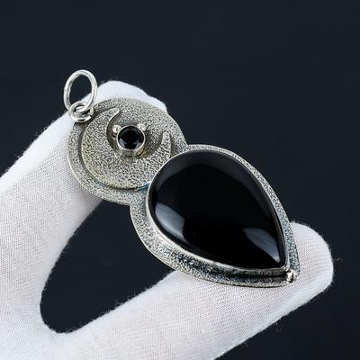 Timeless Black Onyx, Black Spinel Gemstone Pendant, 925 Sterling Pendant, Handcrafted Crystal Necklace, Natural Healing Jewelry For Gifts