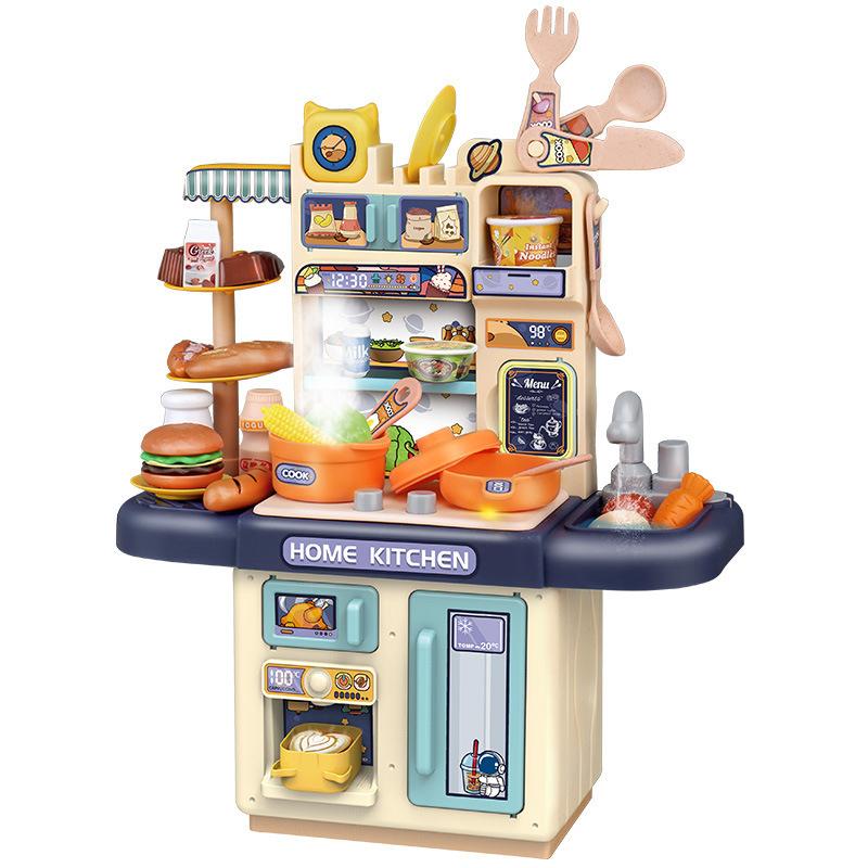 Kids Play Kitchen Set Simulation Cooking Toy with Spray Effect and Light for Children's Toys and Gifts