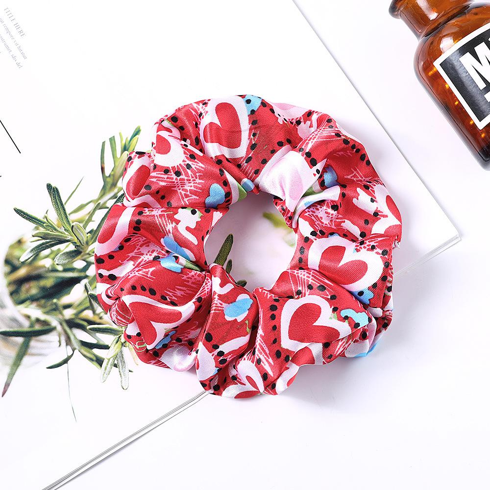 New Satin Printed Flower Floral Scrunchie Women Girls Elastic Hair Rubber Bands Accessories Tie Hair Ring Rope Holder Headdress