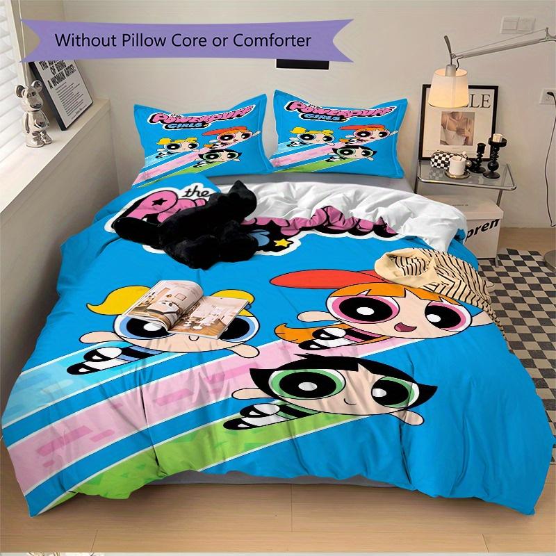 3pcs Blossom Bubbles Buttercup Printed Quilt Set - Includes 1 Quilt Cover and 2 Pillowcases, Machine Washable - Suitable for All Seasons.F002