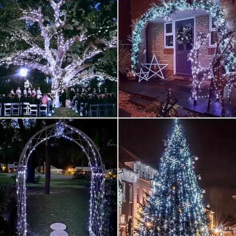 Guirlandes Lumineuses Solaires Féériques avec 50–300 LED – Étanches 5–30M Fil de Cuivre Guirlandes Clignotantes avec 8 Modes pour Clôture de Jardin Noël Décoration Extérieure