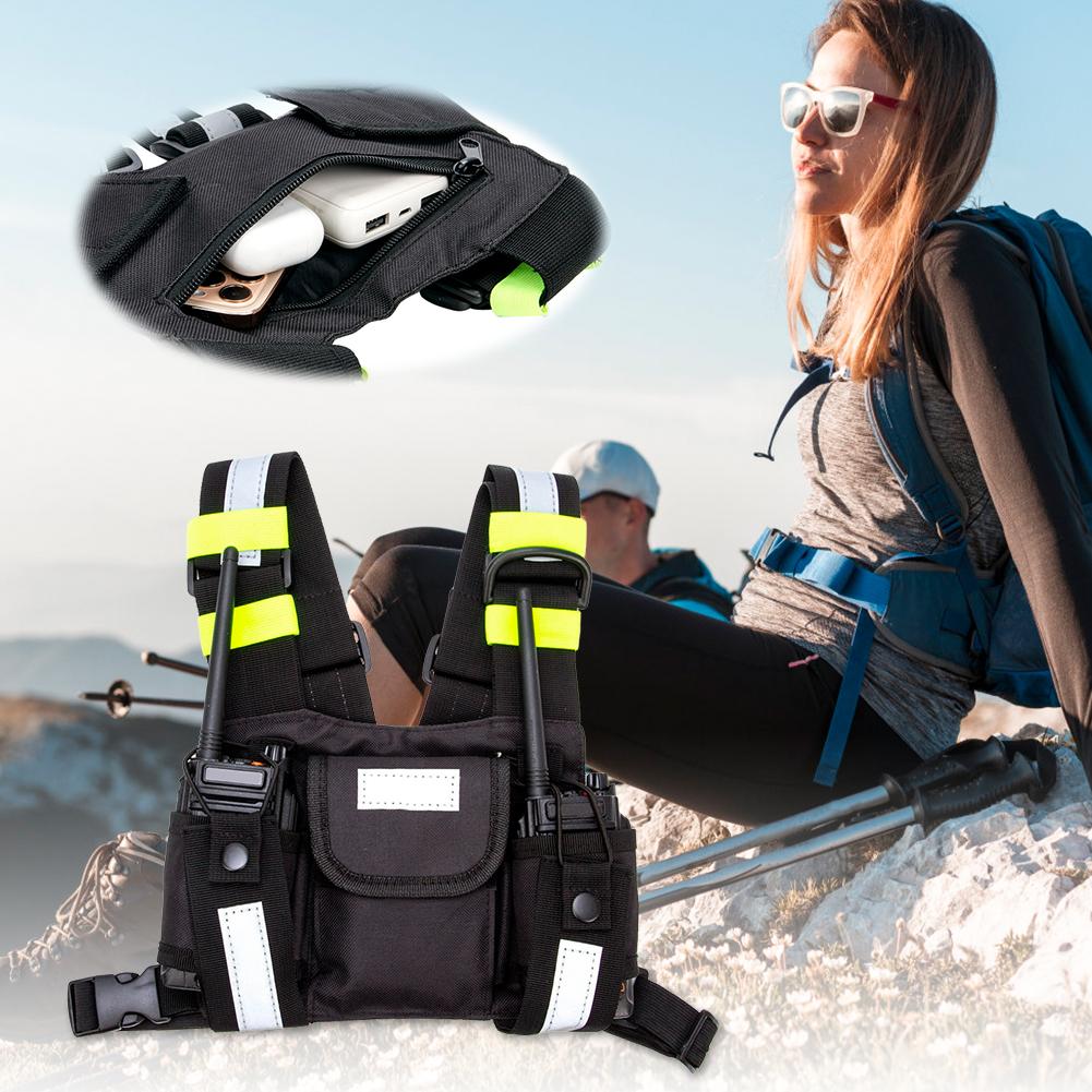 Radio Chest Harness Adjustable Shoulder Strap Walkie Talkie Chest Holster Walkie Talkies Front Pack Pouch Case for Baofeng UV-5R