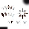 Pack of 24 Fake Nail Droplet Shape White Gradient Dot Flower Pattern Medium Length Glossy Press On Nail for Women