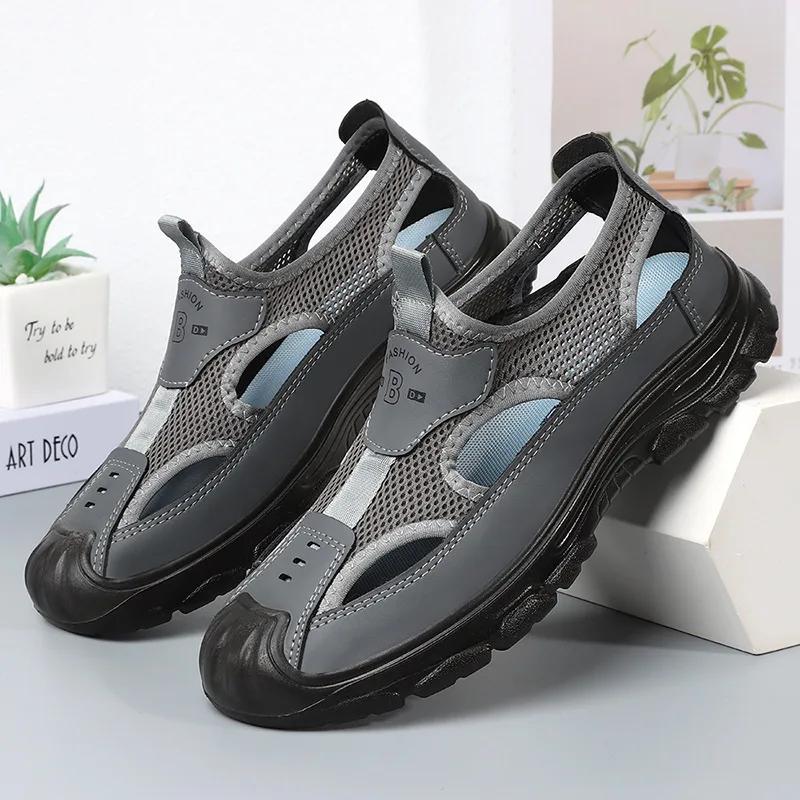 2024 Summer Sandals, Men's Mesh Breathable Shoes, Hollow Outdoor Leisure and Water wading Shoes, Baotou Tuo Men's