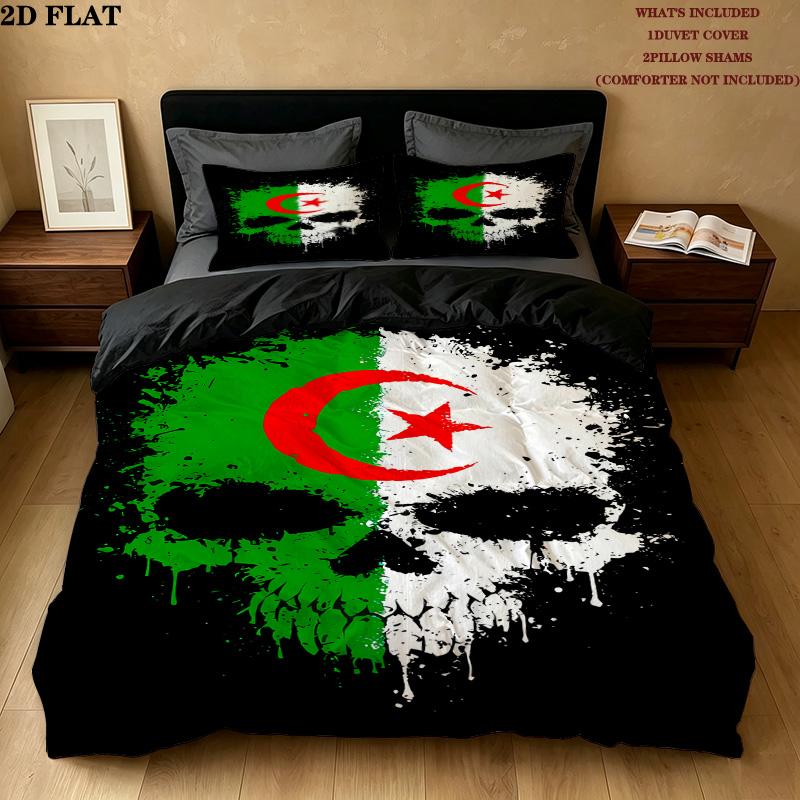 Algeriet Mønster Sengetøj Dyne Sæt Dynebetræk Pyntepudebetræk Hjem Fødselsdagsgave(1 * dynebetræk + 2 * pudebetræk, uden fyld)