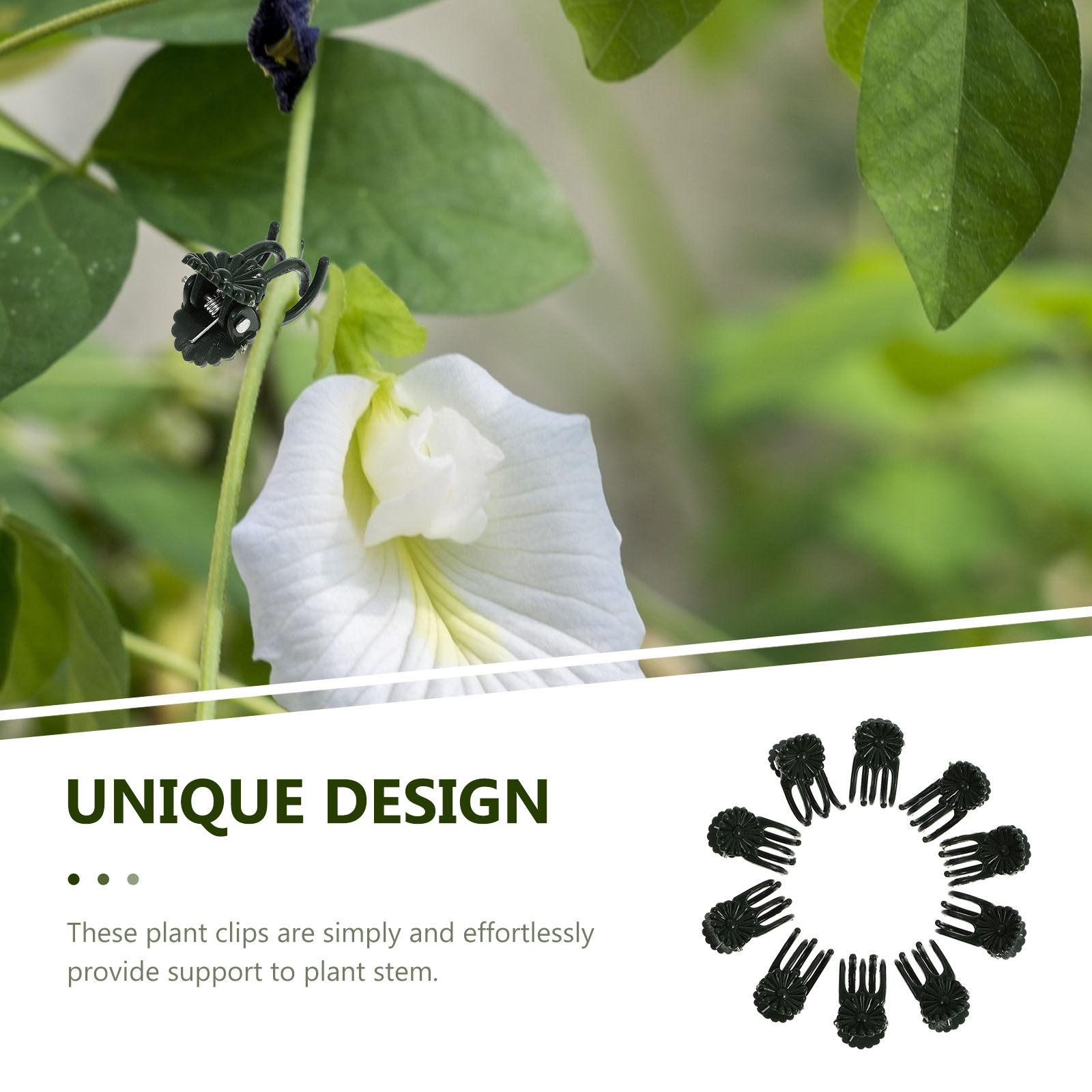 

10Pcs Orchid Plastic Clips Reusable Garden Plant Support Clips Stem Protection for Vines Flowers Tomato Beans Gardening Fixing Black