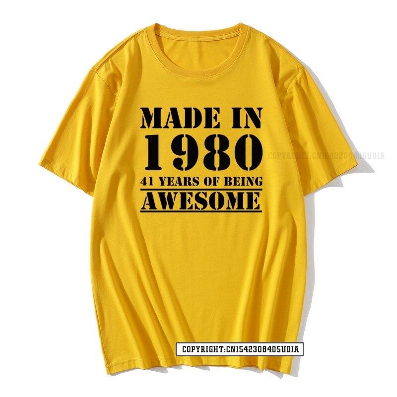 Grappig Gemaakt In 1980 41 Jaar Geweldig Zijn Verjaardag Print T-shirt Katoenen T-shirts Mannen Slim Fit Modieuze Tops Shirt