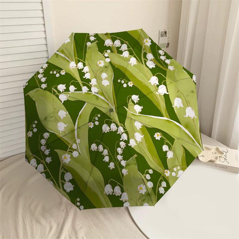

1PC Lily of the valley Umbrella-8-Rib Reinforced Portable Folding Travel Suitable for All Seasons Outdoor Daily Use-Z0479