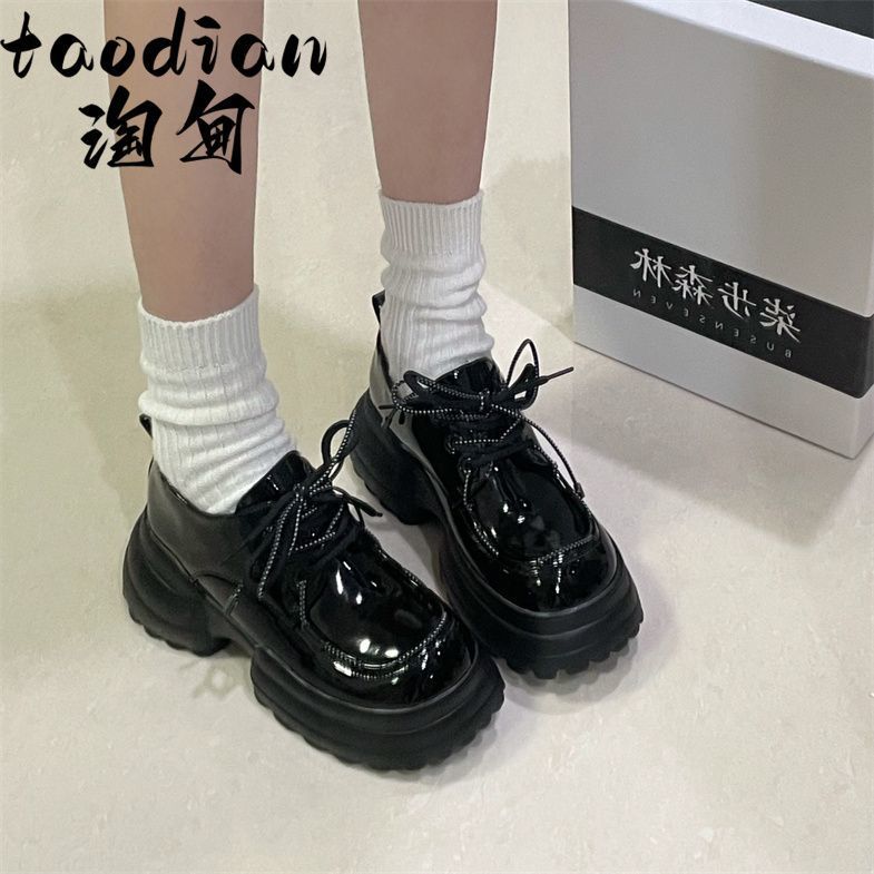 

Taodian platform small leather shoes 2025 spring and autumn new niche design ins versatile leisure college style small leather shoes 40 чёрный