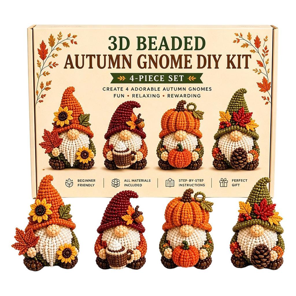 DIY 3D Gnome Bead Embroidery Set Complete Accessories Beadwork Crafts Kit for Crafting Enthusiasts Girls Women Teens Adults