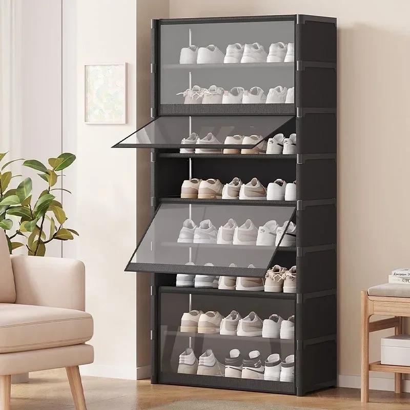 Multilayer Dustproof Shoe Rack Cabinet - Transparent Design for Small Spaces Spacious Storage Organizer Shelf for Shoes