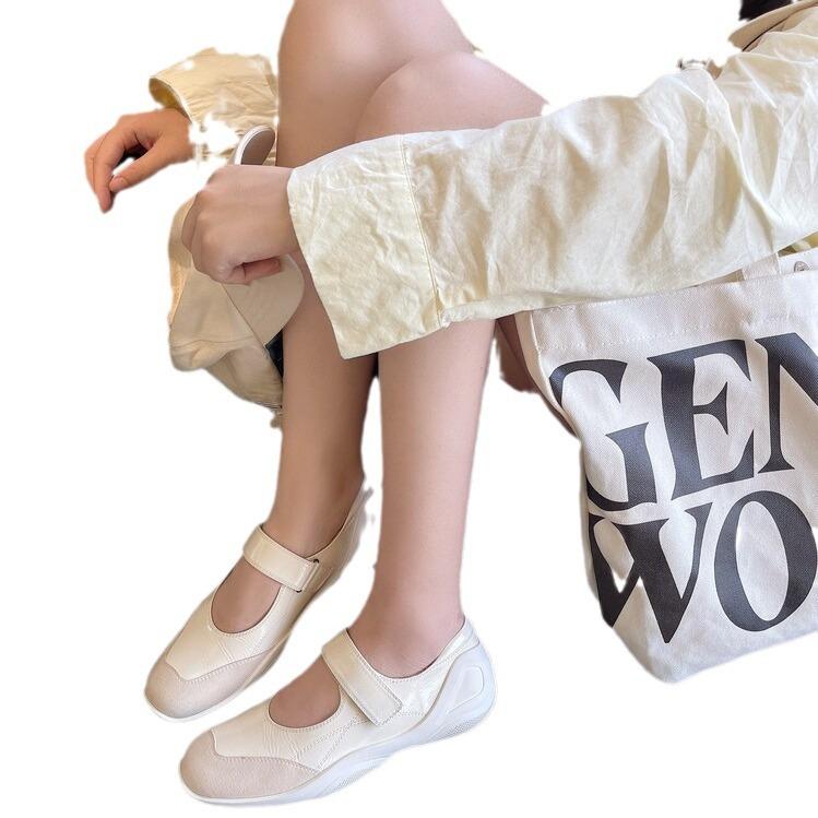 Travel Bi Preparation~ Autumn Mary Jane 2025 Autumn Full Leather Velcro Casual Single Shoes Breathable and Comfortable