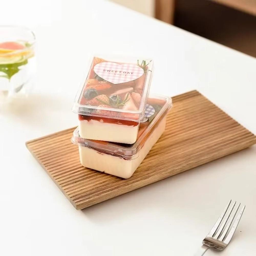 New Disposable Handmade Tiramisu Box Rectangular DIY Western Dessert Mousse Mold Transparent Baking Tiramisu Packaging Box