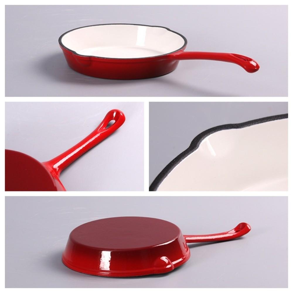 Flat Bottomed Enameled Cast Iron Dutch Oven Non-stick Omelette Pan Frying Pan  Kitchen Cookware
