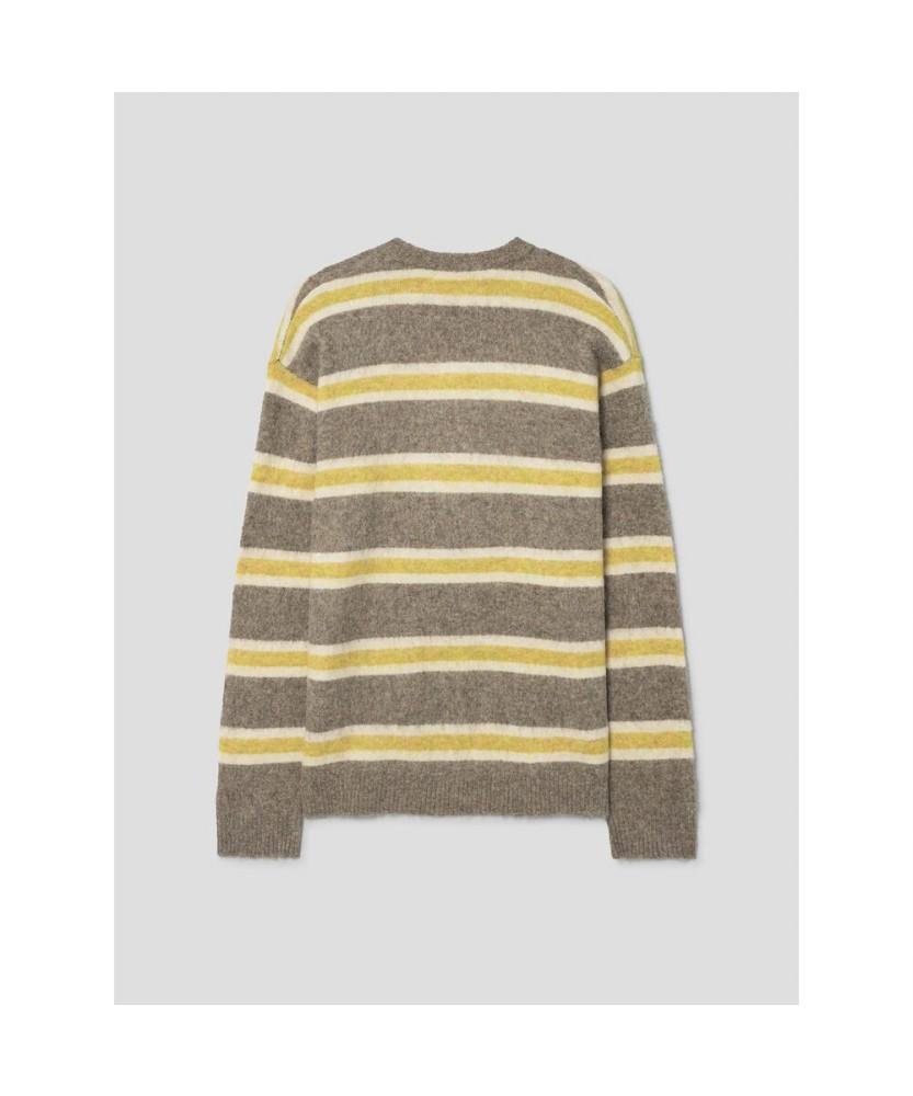 8SECONDS Multi-Stripe Brushed Round Knit Beige
