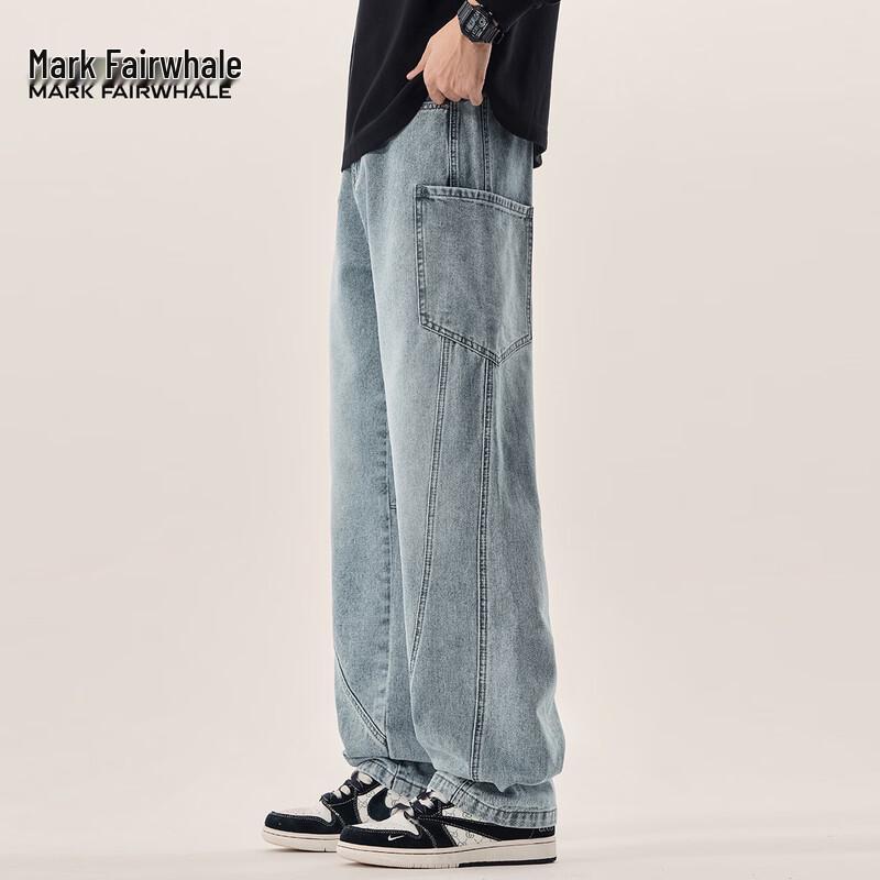 Jean en Denim Homme Mark Fairwhale Lavé Coupe Droite Ample
