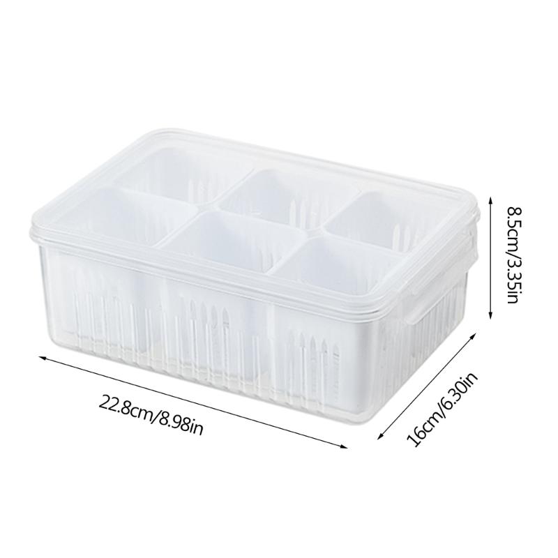 Compartment Refrigerator Storage Box with Lid Home Fridge Fresh-keeping Box