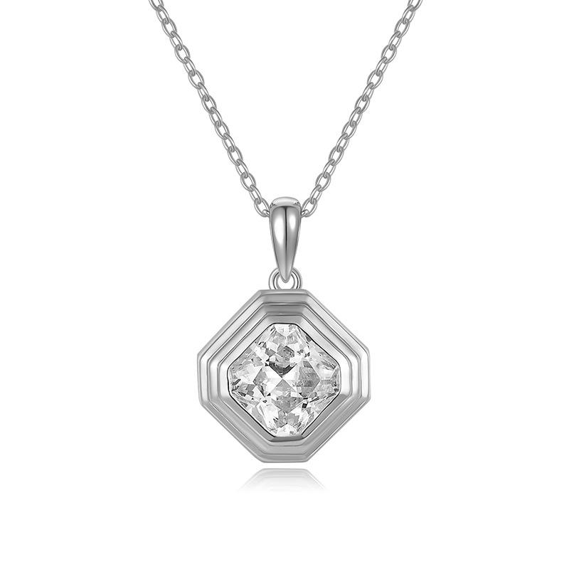 3 Ct 8mm Square Moissanite S925 Sterling Silver Cross Necklace Choker