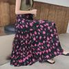 2024 French Retro Floral Pleated High-Waist Maxi Chiffon Skirt