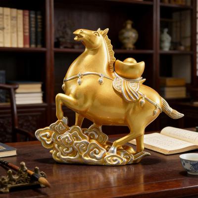 Horse Figurine Desktop Decoration Resin Chinese Feng Shui Animal Sculpture for Mantel