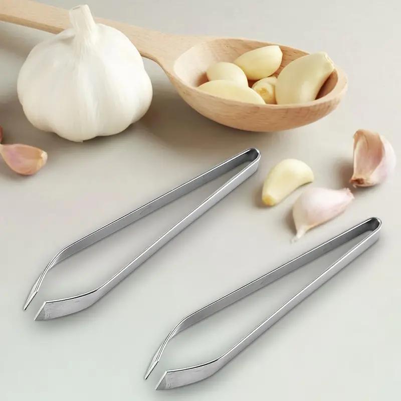 Stainless Steel Garlic Peeler, Kitchen Tool for Garlic Peeling and Fish Deboning, Hair Clip Design, Durable Kitchen Accessories