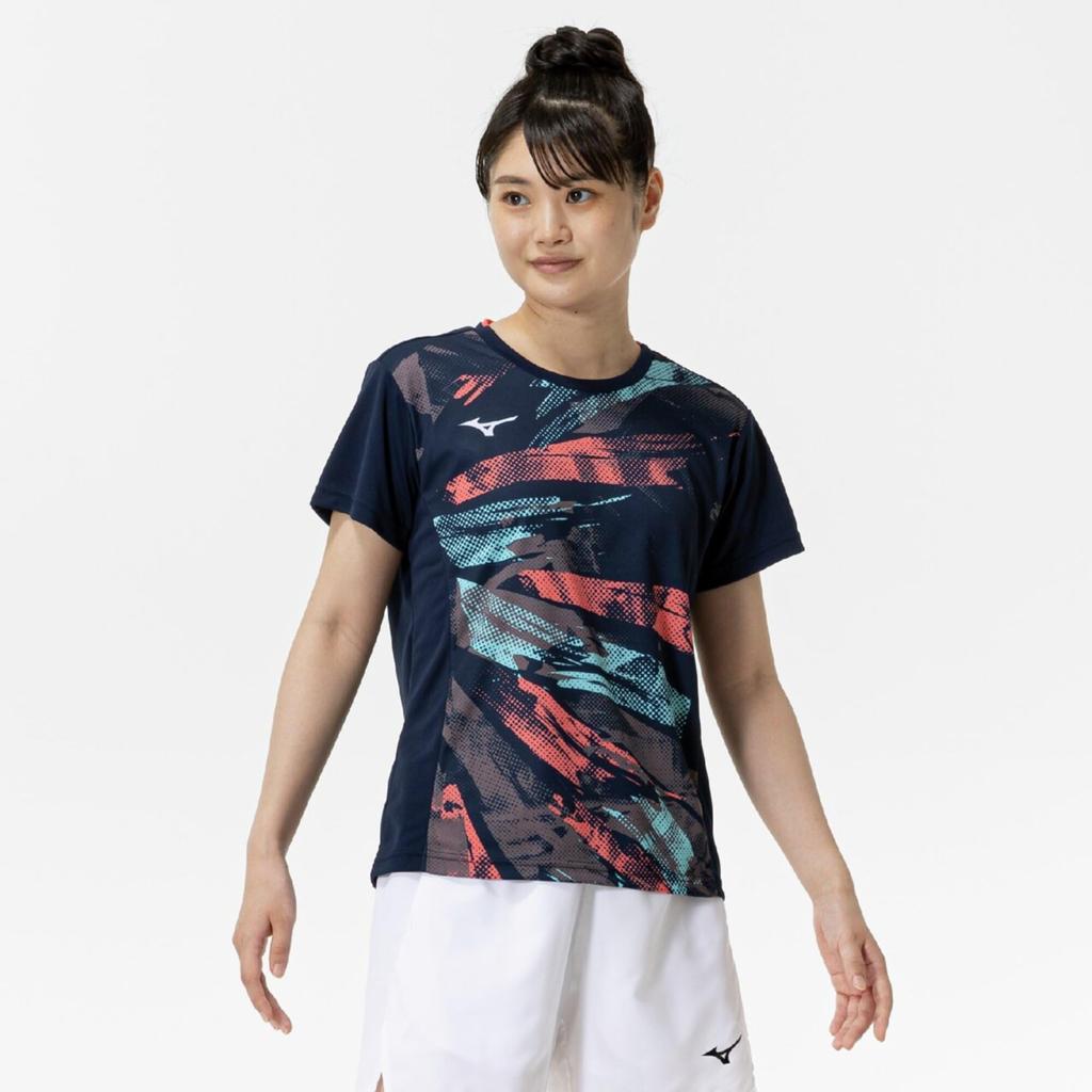 Short Sleeve Game Dynamotion Perfect for Club Navy Size S Women's Tennis/Badminton Shirt, Sweat-Wicking, Quick-Drying, Fit, Activities, Blue,