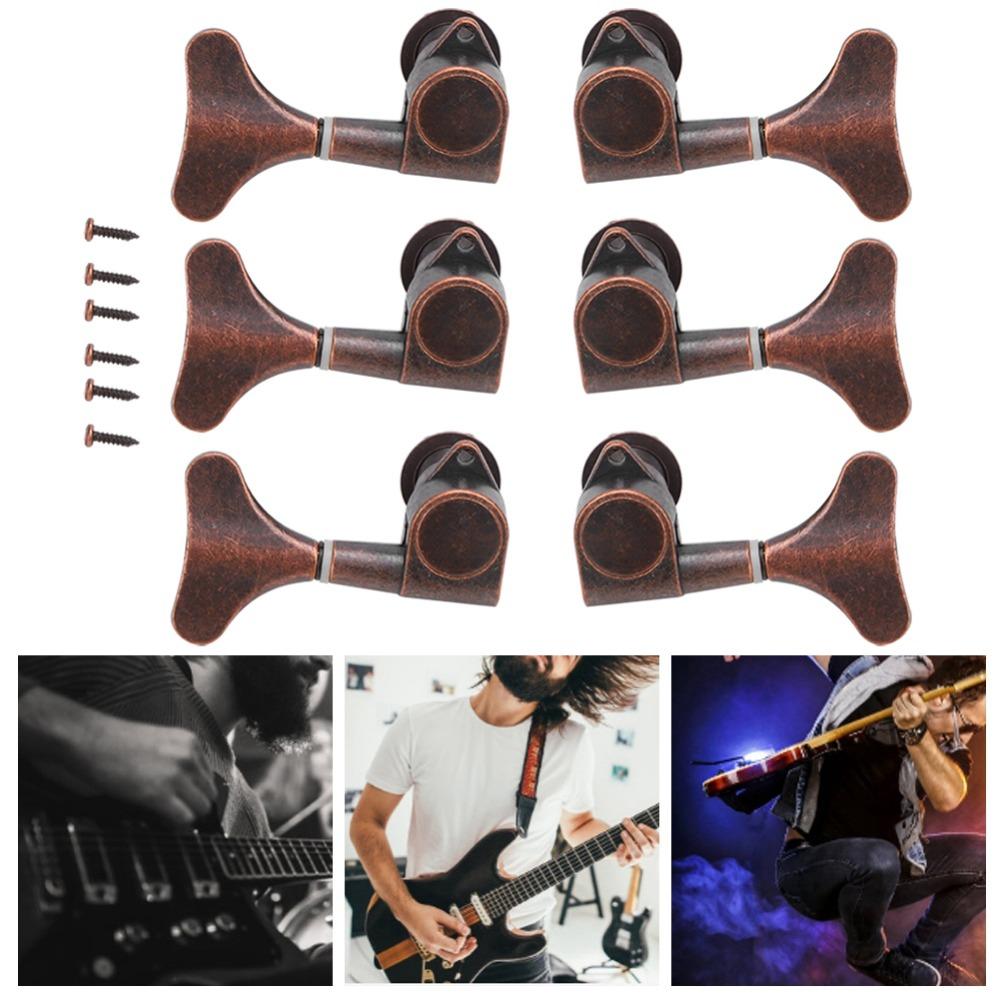 6PCS Fishtail Shaped Bass Tuning Key Pegs Metal Bass Parts Bass Tuners  Electric Bass Guitar