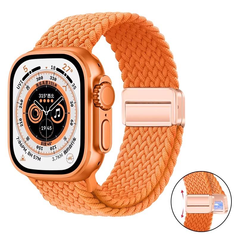 Nylon Braided Band For Apple Watch Series Ultra 3 2 1 49mm 11 10 46mm 42mm 9 8 7 45mm 41mm Magnetic Strap iWatch 6 5 SE 44/40mm Belt
