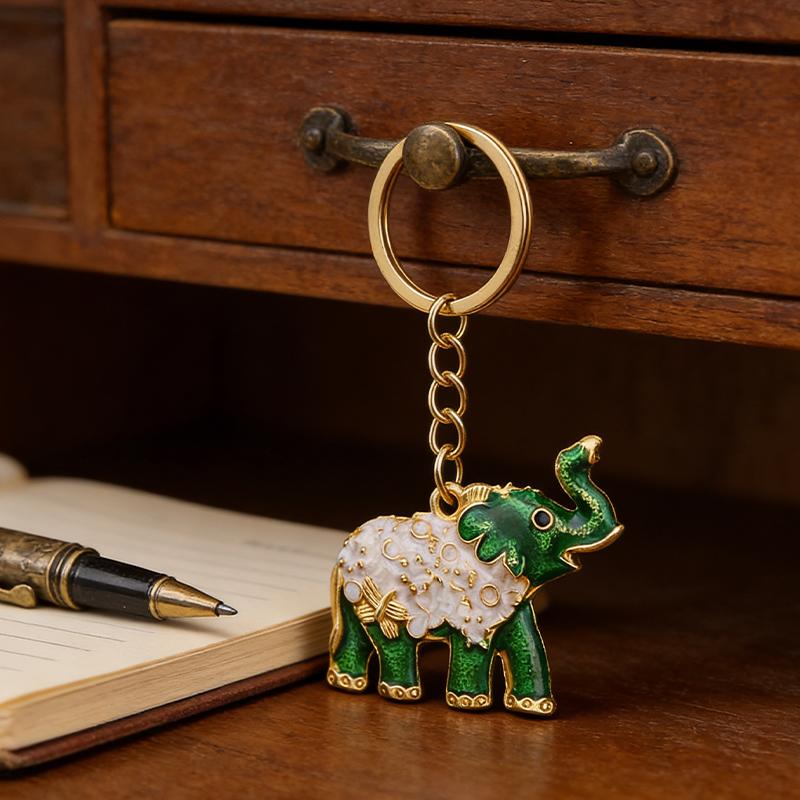 Vintage Colorful Elephant Keychain Creative Cute Animal Bag Car Key Ring For Men Women Gift