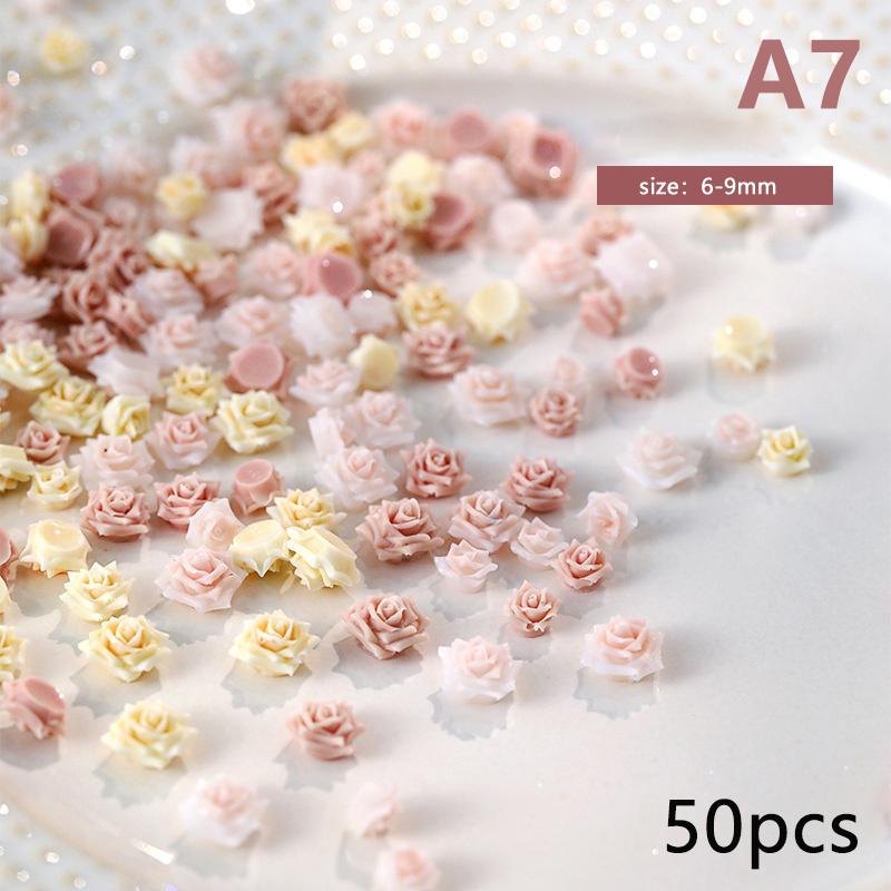 

50 шт. 3D разноцветные розы цветы смоляной клей для ногтей стразы украшения маникюр кавайные подвески A7