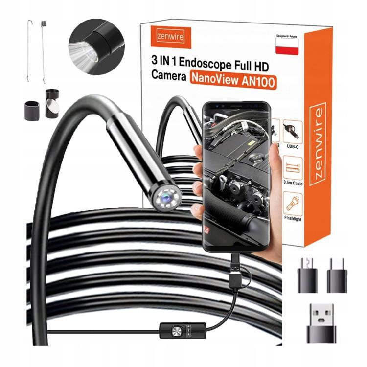 Zenwire AN100 USB-C Inspection Camera Endoscope 3.5m IP67 Android