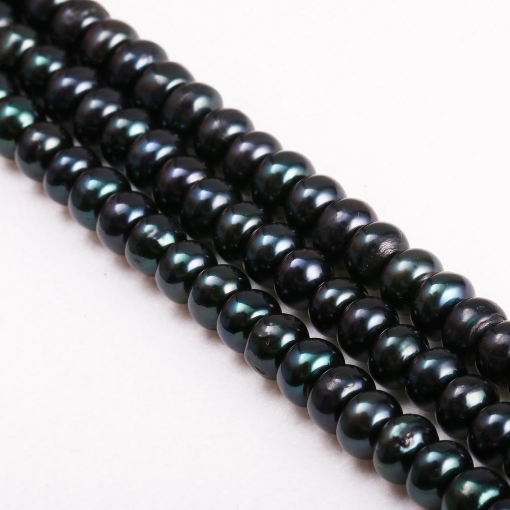 1String, Black Natural Freshwater Pearls, Coin Pearl Beads, 7–8 Mm, for DIY Necklace Accessories, Jewelry Making Valentine's Day Gifts, 36cm