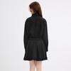 Ledian Detachable Bow Elastic Waist Long Sleeve Shirt Dress