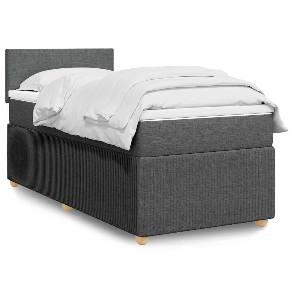 Box Spring Bed with Mattress Dark Gray 80 x 200 cm Fabric