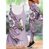 Women's Large Size Casual Fashion Comfortable Tank Top Yoga Pants Set 3D Plant Flower Print Women's Fashion