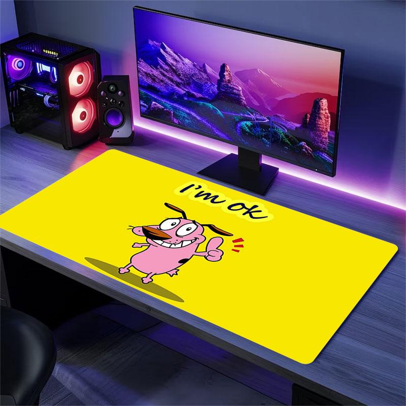 Courage the Cowardly Dog Mouse Pad, Large Gaming Desk Mat, Non-slip XXL Mousepad for Laptop & Tablet, Mini PC Playmat with Stitched Edges