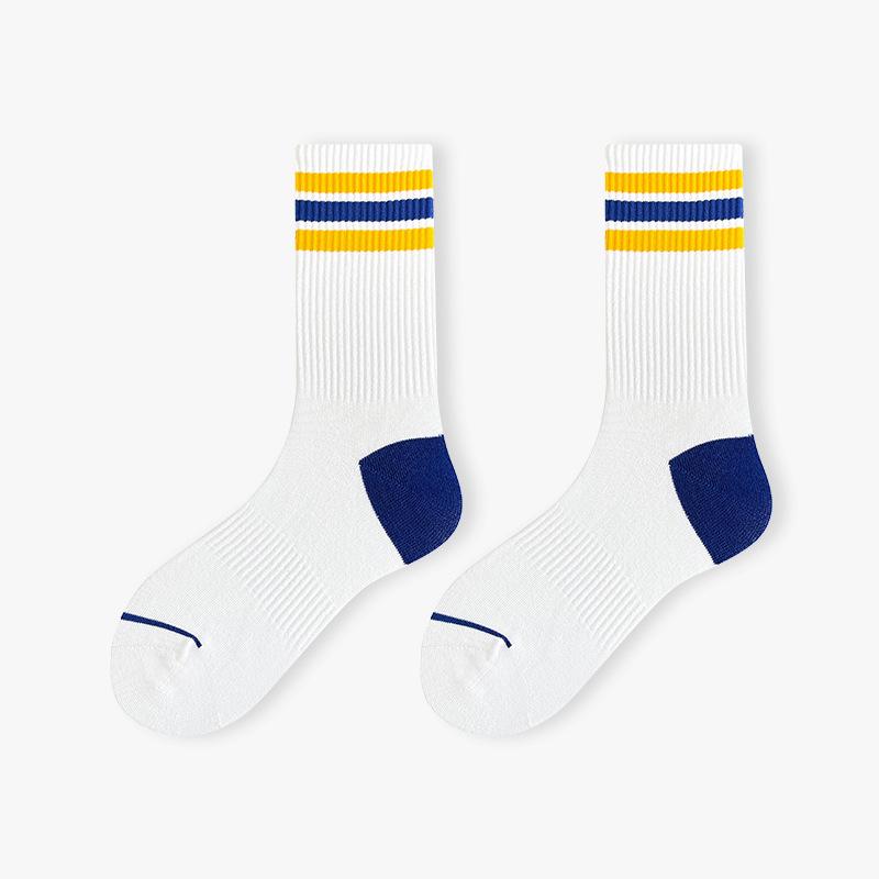 Plusox Herren Kniestrümpfe gestreift aus Baumwolle - Trendiger Frühling/Sommer Academy Style für Herren & Damen Unisex One Size (37-43) blue